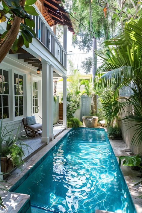 Small Backyard Pool Ideas: Refreshing Designs - Quiet Minimal Small Square Pool Design, Above Ground Small Pool, Small Rectangle Pool, Pool In A Small Backyard, Small Plunge Pool, Affordable Pool, Split Level House Exterior, Tiny Pool, Easy Outdoor Projects