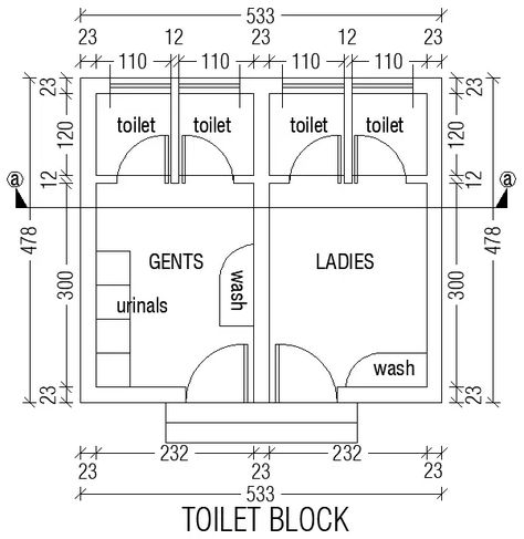 Toilet block of church is given in this 2D Autocad DWG drawing file. Download the 2D Autocad DWG drawing file. - Cadbull Restaurant Toilet Plan, Two Toilet Bathroom Layout, Toilet Block Design, Toilet Dimension Plan, Toilet Floor Plan, Toilet Layout Plan, Washroom Layout, Toilet Layout, Pool Toilet