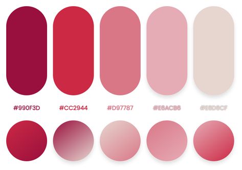 Pink And Red Color Palette, Red And Pink Color Palette, Rgb Palette, Wm Logo, Mises En Page Design Graphique, Flat Color Palette, Color Design Inspiration, Graphic Design Tutorials Learning, Hex Color Palette