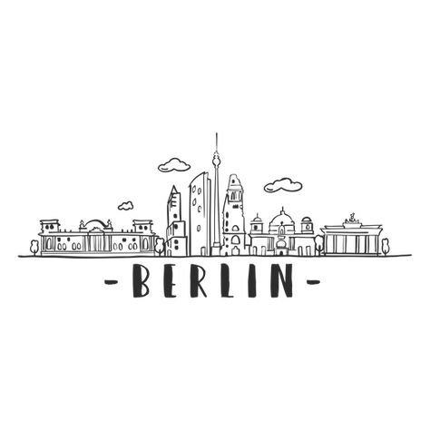 Berlin Sketch, Berlin Drawing, Berlin Skyline, Skyline Drawing, Travel Doodles, Logo Instagram, City Sketch, Brandenburg Gate, Sticker Png