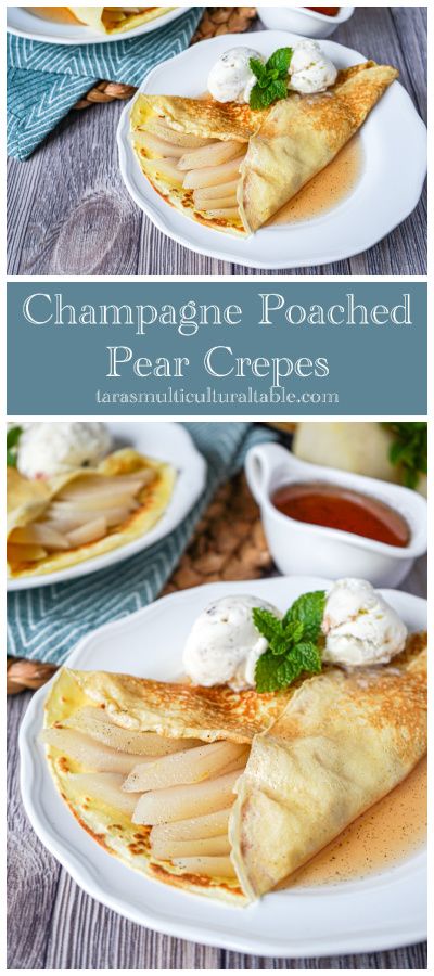 Pear Crepes, Brunch Dessert, Wine Butter, Dessert Breakfast, Vegetarian Desserts, Poached Apples, Beet Recipes, Poached Pears, Pear Recipes