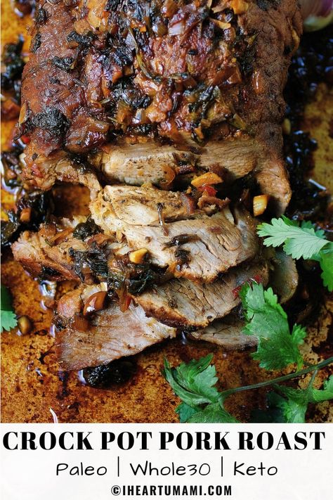 Paleo Crockpot Slow Cooker Tender Pork Roast recipe also comes with Dutch Oven instructions. Paleo, Whole30, and Keto friendly. #CrockPotPorkRoast #SlowCookerPorkRoast #PaleoPorkRoast #Whole30PorkRoast #KetoPorkRoast via @iheartumami Tender Pork Roast, Paleo Roast, Pork Roast Recipe, Crockpot Pork Roast, Crockpot Slow Cooker, Slow Cooker Pork Roast, Paleo Pork, Pork Roast Recipes, Paleo Crockpot