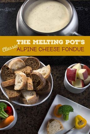 Follow this recipe for your own homemade version of The Melting Pot's alpine fondue. Dip your favorite fruits, vegetables and bread in it. Fondue Dip, Melting Pot Cheese Fondue, Melting Pot Recipes, Cheese Fondue Recipe, Fondue Restaurant, Fondue Dinner, Fondue Night, Fondue Recipes Cheese, Fondue Recipe