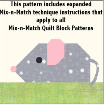 QDNW Patch mouse block pattern & technique instructions Mouse Quilt Block, Scrappy Quilt Patterns, Animal Quilts, Scrappy Quilt, Quilt Block Pattern, Block Patterns, Quilt Design, Block Pattern, Applique Patterns