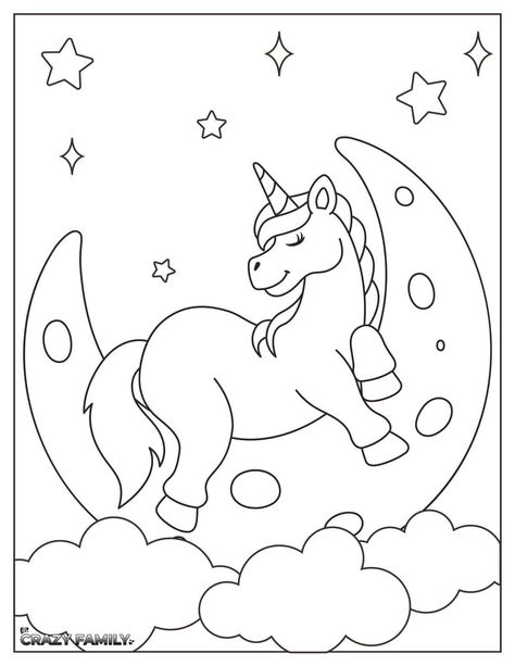 Unicorn Pictures To Color, Unicorn Rocking Horse, Rainbow Drawing, Moon Coloring Pages, Unicorn Drawing, Unicorn Printables, Desain Quilling, Unicorn Pictures, Cartoon Unicorn