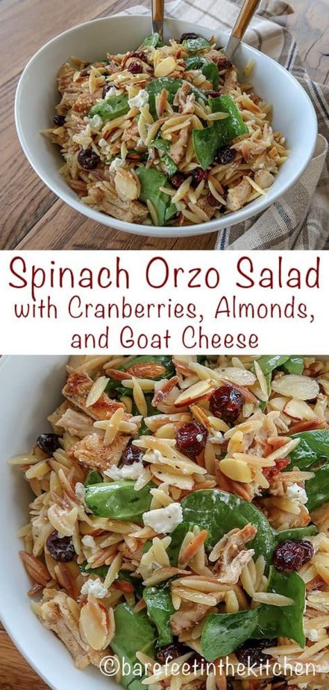 Pasta Salad With Cranberries, Spinach Pasta Salad, Spinach Orzo Salad, Orzo Salat, Spinach Orzo, Salad With Cranberries, Pasta Salad With Spinach, Orzo Recipes, Orzo Salad