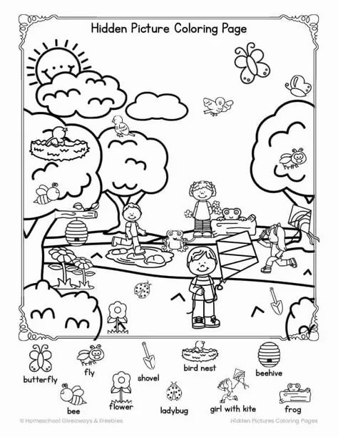 Hidden Objects Printables Free Easy, Hidden Picture Printable, Summer Hidden Pictures Printables Free, Find The Items In The Picture, Find The Object Hidden Pictures For Kids, Kindergarten Puzzle Worksheets, Find The Objects Hidden Pictures, Puzzle Worksheets For Preschool, Look And Find Printables Kids Free