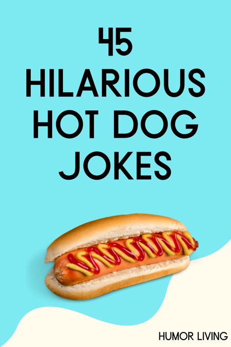 Summer gatherings and baseball games have something in common, hot dogs. Next time you see or eat one, laugh with funny hot dog jokes. Hot Dog Quotes Funny, Hot Dog Memes Hilarious, Hot Dog Memes, Hot Dog Puns, Hot Dog Party Ideas, Hot Dog Jokes, Hot Dog Quotes, Hot Dog Bar Party, Hot Dog Bar Ideas