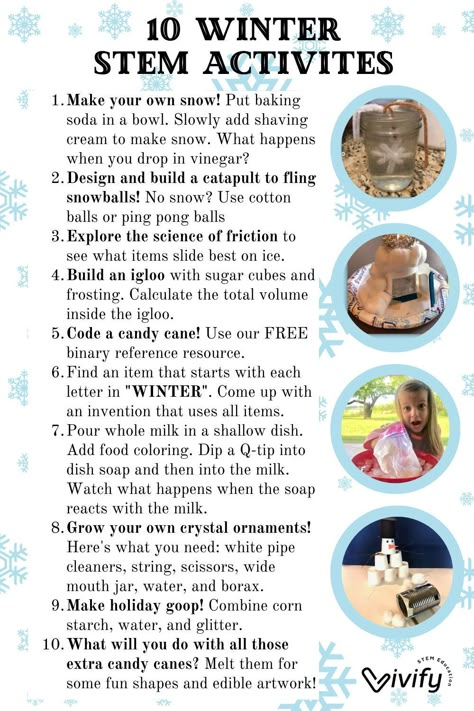 Snow ball fights, candy canes, and reindeer…time for some winter STEM activities for kids! Read on for 30 science experiments, math activities, engineering design challenges, and even coding fun - all with a winter theme! All these activities use simple materials and are perfect for the classroom or at home while stuck indoors. Winter Stem Activities Kindergarten, Steam Building Activities, Winter Stem Challenges Elementary, Winter Wonderland Stem Activities, Holiday Stem Challenges, Winter Stem Activities Middle School, December Science Experiments For Kids, Winter Activities For Kids At School, December Stem Activities Elementary