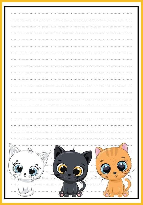 Cat Writing Paper, Banner Doodle, Printable Paper Patterns, ليلو وستيتش, Writing Paper Printable Stationery, Free Printable Stationery, Drawing Cartoon Faces, Writing Paper Printable, Stationary Paper