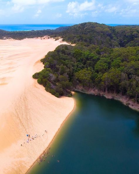 Australia on Instagram: “An emerald green lake bordered by a massive sand dune? Only on @visitfraserisland! @wilkjames did a “45-minute hike through the bushland”…” Gap Year Travel, Fraser Island, Island Lake, Great Ocean Road, Green Lake, Spring Nature, Gap Year, Natural Phenomena, Sand Dunes