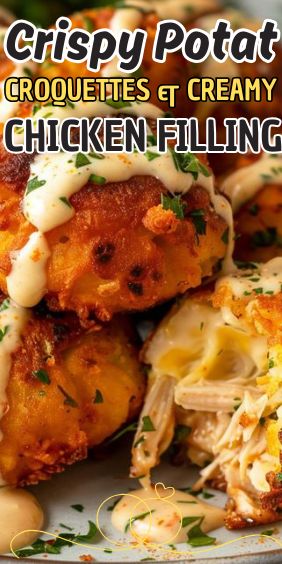 Crispy Potato Croquettes with Creamy Chicken Filling Croquette Food, Potato Croquette Recipe, Chicken Croquettes Recipe, Chicken Croquettes, Chicken Breast Crockpot Recipes, Croquettes Recipe, Crockpot Chicken Breast, Hearty Snacks, Potato Croquettes