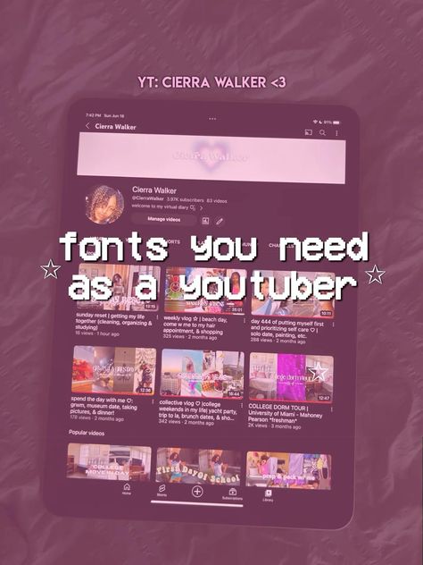 10 popular fonts used by Youtubers to create stunning titles and graphics. Download now and start creating amazing content! #youtubers #fonts . #Coding_For_Kids #Dafont_Fonts #Start_Youtube_Channel #Social_Life_Hacks Thumbnail Youtube Inspiration, Start Youtube Channel, Ipad Essentials, Youtube Editing, Social Life Hacks, Youtube Banner Template, Youtube Success, Youtube Channel Ideas, Youtube Design