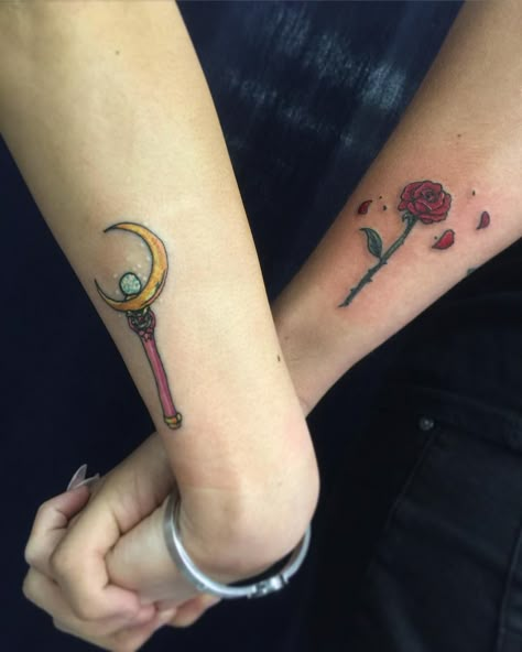 Moon Wrist Tattoo, Sailor Moon Tattoo, Tattoo Old School, Makeup Inspired, Disney Tattoo, Mask Tattoo, Art Couple, Wrist Tattoo, Friend Tattoos