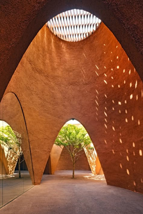 cone-shaped clay buildings of austrian pavilion in expo dubai seamlessly mimic wind towers Expo Pavilion, Expo 2020 Dubai, Master Thesis, Desert House, Pavilion Architecture, Architect Drawing, Architectural Shingles, Pavilion Design, Expo 2020