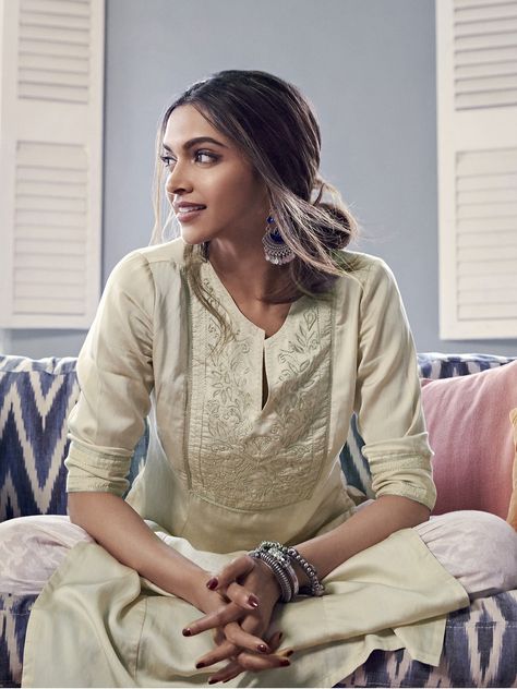 Buy All About You From Deepika Padukone Beige Embroidered Kurta -  - Apparel for Women from All About You Deepika Padukone Style, Womens Outfits, Style Indie, Casual Indian Fashion, Salwar Kamiz, Dress Indian Style, Indian Designer Outfits, Indian Attire, Desi Fashion