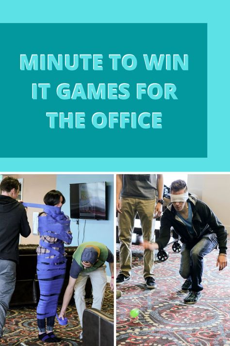 Minute to Win It Games for the Office Board Room Bash - Fun Party Pop Fun Employee Activities, Office Team Building Games, Company Party Games, Staff Party Games, Office Board Room, Teacher Team Building, Fun Office Games, Work Team Building Activities, Office Team Building