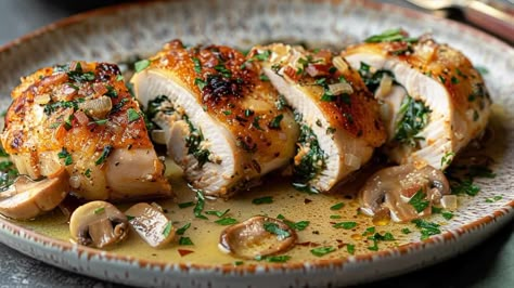 Chicken Involtini with Spinach, Prosciutto and Fontina Cheese Chicken Involtini, Main Dish Chicken Recipes, Chicken With Prosciutto, Chicken Scallopini, Chicken Breast With Bacon, Basil Mozzarella, Favorite Chicken Recipes, Food Main Course, Chicken Cutlet