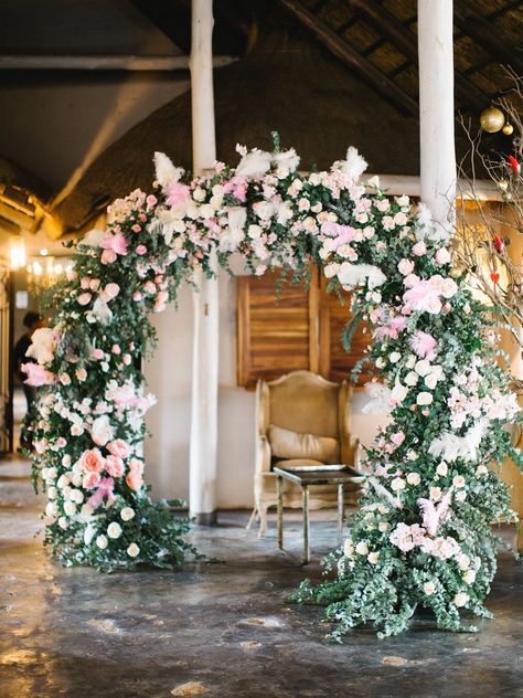 Pink Flower Arch For African Wedding | By Stepan Vrzala | Wedding Decor | Wedding Flowers | African Wedding | Destination Wedding | Marquee Wedding Reception | Fairy Lights | Pink Wedding Decor | Pink Flower Arch, Rose Garden Party, Wedding Dress Pastel, Cowl Back Wedding Dress, Pink Quince Theme, Quinceñera Ideas, Dream Quinceanera, Sakura Wedding, Old Fashioned Wedding