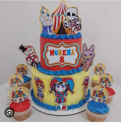 Amazing Digital Circus Cake, Digital Circus Cake, Circus Birthday Cake, Circus Cupcakes, Circus Theme Cakes, Circus Cake, Circus Birthday, Cake Designs Birthday, 7th Birthday