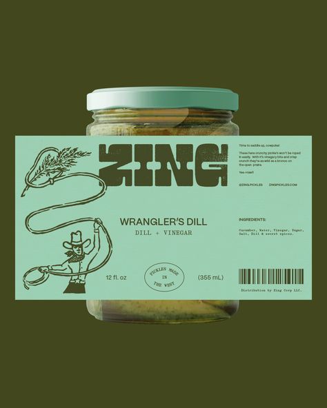 Zing Pickle Co. by Andreas Pedersen on Dribbble Spices Graphic Design, Organic Food Color Palette, Spice Label Design, Salt Drawing, Cucumber Illustration, Pickle Brands, Spices Packaging, Food Project, Cucumber Water