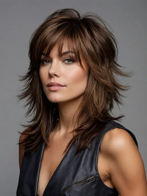 38 Best Long Shag Haircut Ideas: A 2024 Style Guide Womens Medium Shag Haircuts, Choppy Bob Hairstyles Medium, Brunette Hair Styles Medium, Choppy Long Bob Hairstyles, Long Shag Haircut Straight Hair, Medium Length Hair With Layers Wavy, Choppy Layered Haircuts For Medium Hair, Curly Shag Haircut Medium, Very Layered Hair Medium Over 50