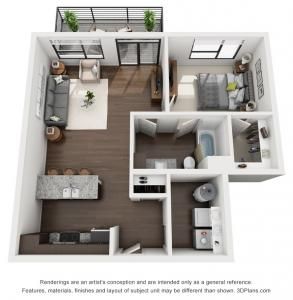 1 bed, 1 bath | 775 sq. ft. Apartment Layout 1 Bed, Studio Apartment Floor Plans, Apartment Layouts, Studio Floor Plans, Sims House Ideas, 3d House Plans, Trendy Apartment, Home Layout, Apartment Floor Plans