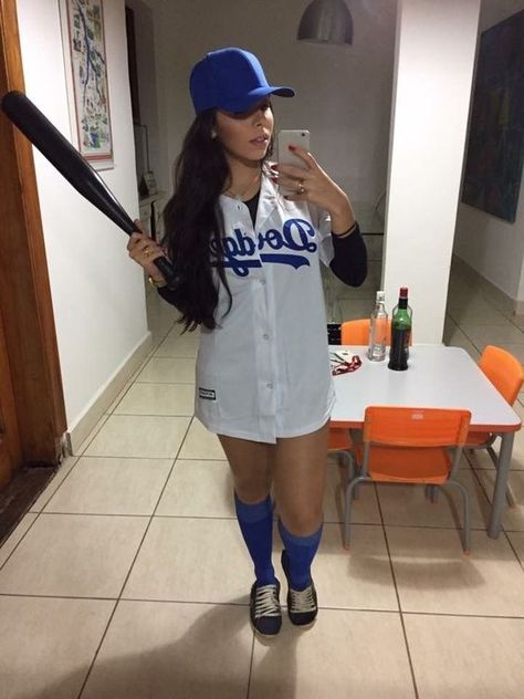 20  Last-Minute Halloween Costume Ideas - Boss Babe Chronicles Baseball Player Halloween Costumes, Baseball Girl Costume, Baseball Halloween Costume, Baseball Player Costume, Halloween Costumes Couple, Baseball Halloween, Baseball Costumes, Black Fade, Bff Halloween Costumes