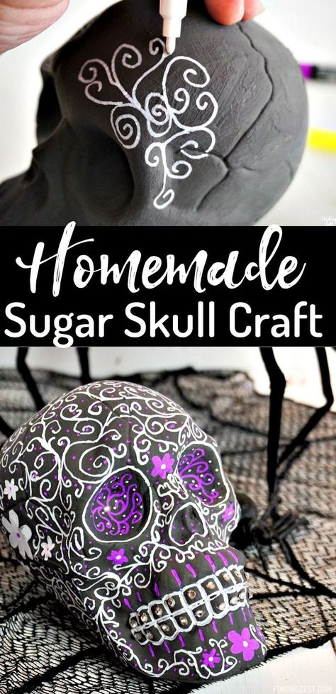 Sugar Skull Diy, Sugar Skull Crafts, Sugar Skull Party, Craft For Halloween, Sugar Skull Painting, Diy Skulls, Halloween Decor Diy, Sugar Skull Halloween, Skull Crafts