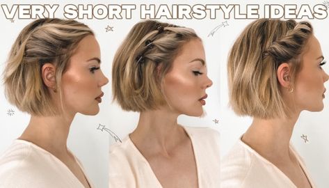 Short Hairstyle Ideas, Braids Short, Short Hair Up, Shorthair Hairstyles, Hairdos For Short Hair, Peinados Fáciles Para Cabello Corto, Penteado Cabelo Curto, Easy Braids, Short Hairstyle