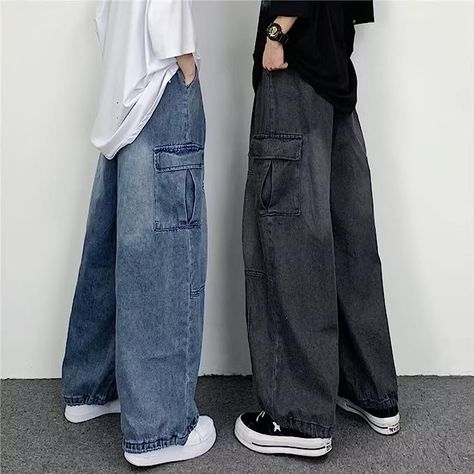 Straight Wide Leg Pants, Baggy Cargo Jeans, Hip Hop Trends, Hip Hop Pants, Workwear Jeans, Denim Cargo Pants, Jean Vintage, Stylish Jeans, Jeans Cargo