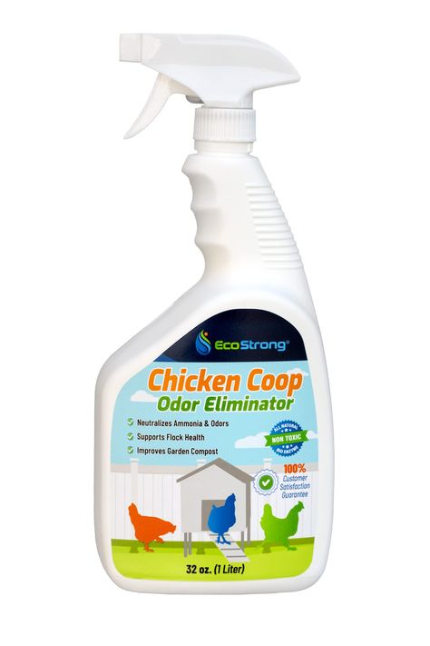 PRICES MAY VARY. Removes Ammonia and Eliminates Odor: Eco Strong's Chicken Coop Odor Eliminator breaks down odors and neutralizes ammonia that builds up in your coop, brooders, nest boxes, and more. Chicken Coop Odor Eliminator is an all-natural, sustainable product that cleans and deodorizes. Supports Flock Health: Eco Strong's Chicken Coop Odor Eliminator removes unhealthy ammonia, a byproduct of droppings. Ammonia can cause respiratory problems in chickens and even diminish egg production. Sa Chicken Coop Cleaning Hacks, Chicken Coop Cleaning Spray, Keep Chicken Coop Clean, Cleaning Chicken Coop With Vinegar, Natural Chicken Coop, Chicken Coop Disinfectant Spray, Hen Coop, Chicken Supplies, Egg Production