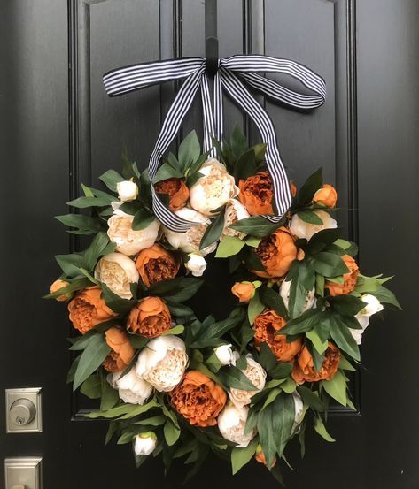 Fall Front Door Wreaths Coffee and Cream Premium Peony | Etsy Cream Peony, Farmhouse Fall Wreath, Wreaths Fall, Peony Wreath, Autumn Wreaths For Front Door, Spring Front Door Wreaths, Spring Door Wreaths, Fall Front Door, Door Wreaths Fall