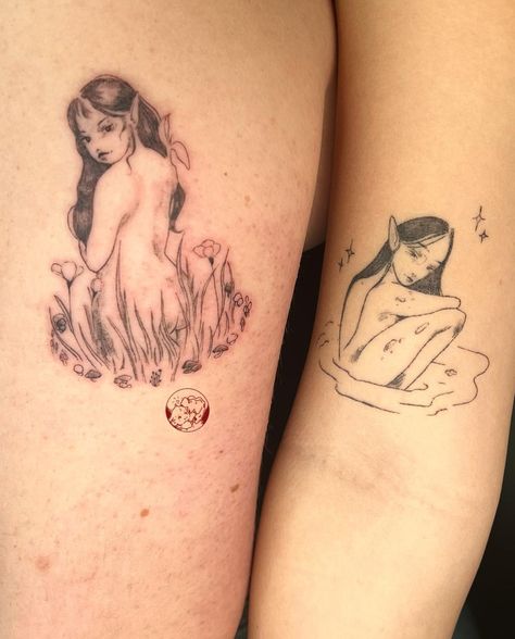 Nymph Tattoo, Handpoke Tattoo, Water Nymphs, Tattoo Inspo, Tattoos And Piercings, Tatting, Body Art, Tattoo Ideas, Piercings