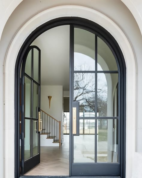 Arched Exterior Doors, Old Money Interior Design, Old Money Interior, Arched Entry Doors, Arched Interior Doors, Arched French Doors, Arched Front Door, Gray Interiors, French Front Doors