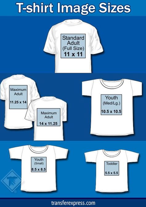 Sizing chart with several common sizes for design images added to t-shirts. Learn more at TransferExpress.com Htv Shirts, Sublimacion Ideas, Projets Cricut, Logo Placement, Shirt Image, Silhouette Tutorials, Cricut Projects Beginner, T Shirt Image, Vinyl Shirts