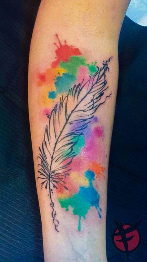 Weather watercolor tattoo Fred Tattoo, Quill Tattoo, Feather Tattoo Colour, Reference Ideas, Tattoo Reference, Watercolor Tattoos, Feather Tattoo, Feather Painting, Memorial Tattoos