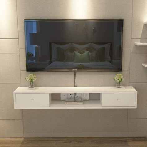 Tv Cabinet Floating, Floating Entertainment Unit, Tv Wall Shelves, Wall Mounted Media Console, Wall Mount Shelf, Wall Mounted Tv Cabinet, Tv Unit Furniture Design, Tv Unit Furniture, Cabinet Tv