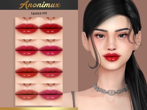 The Sims Resource - Lipstick N11 Sims 4 Red Lipstick Cc, Sims4 Lipstick, Sims Makeup, Red Lip Gloss, Makeup Cc, Sims 4 Cc Makeup, Lip Set, Sims 4 Mods Clothes, Cc Sims