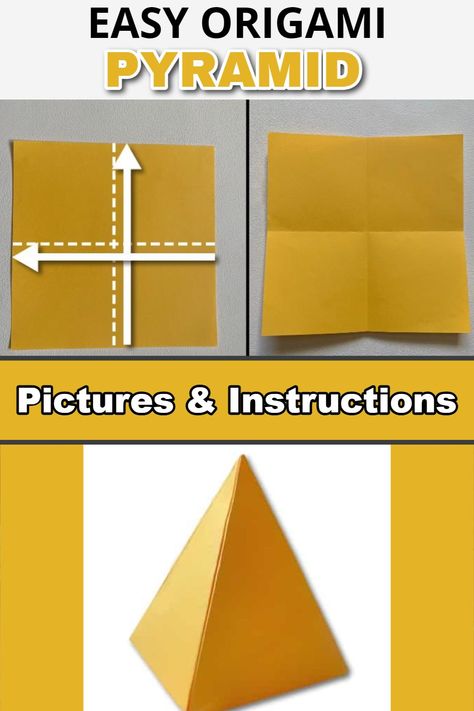 Pyramid Project Ideas, Pyramid School Project, Origami Pyramid, Paper Pyramid, Origami Triangle, Daycare Lesson Plans, Egypt Project, Pyramid Box, Fabric Origami