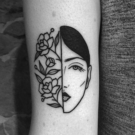 Imperial Tattoo, Simple Black Tattoos, Unique Tattoos For Women, Bad Tattoos, Line Art Tattoos, Face Tattoo, Black Ink Tattoos, Eye Tattoo, Symbolic Tattoos