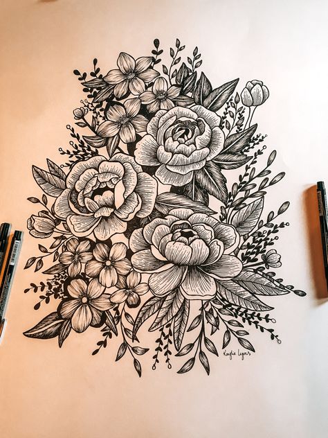 Peony Tattoo Design Drawing, Peony Drawing, Ink Drawings, Flower Pens, Peonies Tattoo, Peony Flower, Drawing Challenge, Tattoo Design Drawings, Pencil Art