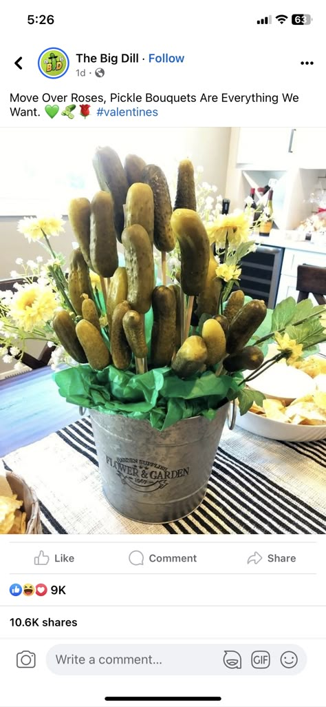 Pickle Bouquet, Food Bouquet, Big Dill, Dill Pickle, Food Obsession, Yummy Food Dessert, Cute Couples Goals, Air Fryer Recipes, Diy Food