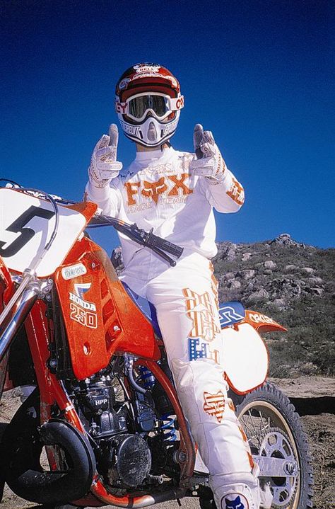 Rick Johnson.. Cross Bike Motocross, 90s Motocross, Motocrossed Movie, Jeremy Mcgrath Motocross, Honda Dirt Bike, Motocross Racer, Dirt Bike Racing, Vintage Helmet, Motocross Riders