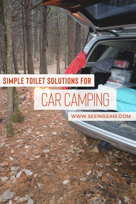 Explore the best portable toilets for car camping! Discover the top options that make bathroom solutions easy and convenient when sleeping in your car. Camping Toilet Hacks, Ford Escape Car Camping, Car Camping Road Trip, Car Glamping Ideas, Kia Soul Car Camping, Diy Car Camping Hacks, Car Camping Setup Ideas, Camping Bathroom Ideas, Suv Camping Hacks