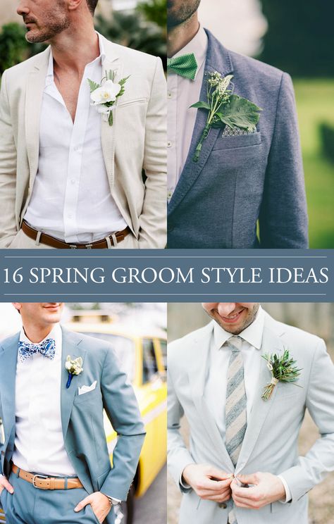 These are definitely in the palette of what I'm thinking for Nate at the wedding Groom Tux Spring Wedding, Groom Spring Suit, Mens Spring Suits Wedding, Men’s Suits For Spring Wedding, Men’s Spring Wedding Suit, Mens Casual Wedding Suit, Groomsmen Spring Attire, Spring Wedding Suits For Groom, Simple Wedding Attire For Groom