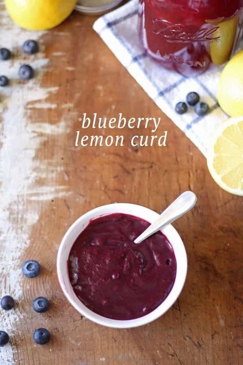 Homemade Blueberry Lemon Curd | www.honeyandbirch.com | Perfect for scones, crepes and desserts! Blueberry Lemon Curd, Lemon Curd Recipe, Curd Recipe, Jam And Jelly, Sweet Sauce, Lemon Recipes, Lemon Blueberry, How Sweet Eats, Lemon Curd