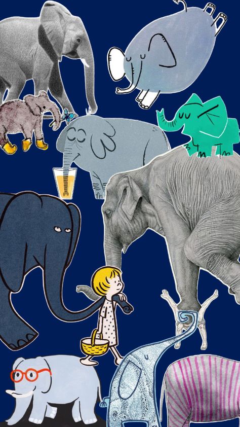 Collage blue elephants drawing Elephants Drawing, Elephant Collage, Elephant Aesthetic, Elephant Drawing, Book Style, Blue Elephants, Projects To Try, Elephant, Branding