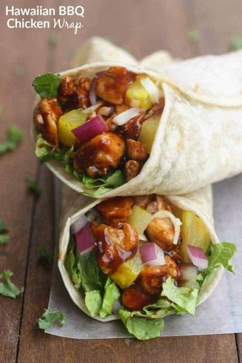 Hawaiian Bbq Chicken, Bbq Chicken Wraps, Hawaiian Bbq, Tastes Better From Scratch, Chicken Wraps, Wrap Recipes, Lunch Snacks, Bbq Chicken, Good Healthy Recipes