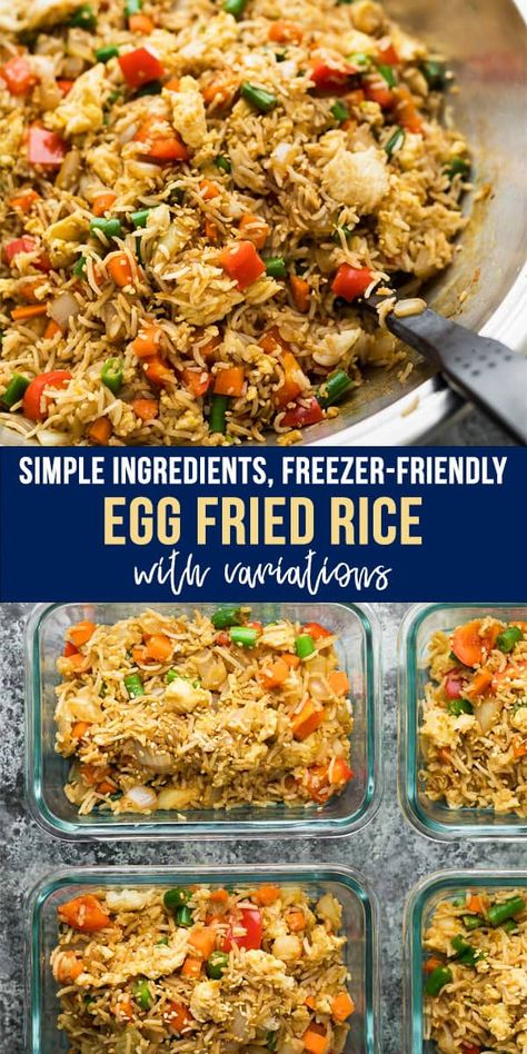 Showing you how to cook perfect egg fried rice! Made with a simple ingredient list including rice, carrots, beans and eggs tossed in a simple soy and sesame oil sauce. It's kid-friendly, freezer-friendly, and perfect for using up what you have in your fridge and pantry. #sweetpeasandsaffron #freezer #mealprep #simpleingredients #pantrystaples #easyrecipe Beans And Eggs, Grain Dishes, Vegetarian Fried Rice, Cooking Projects, Freezer Food, Freezer Recipes, Cooking Meals, Freezable Meals, Freezer Meal Planning